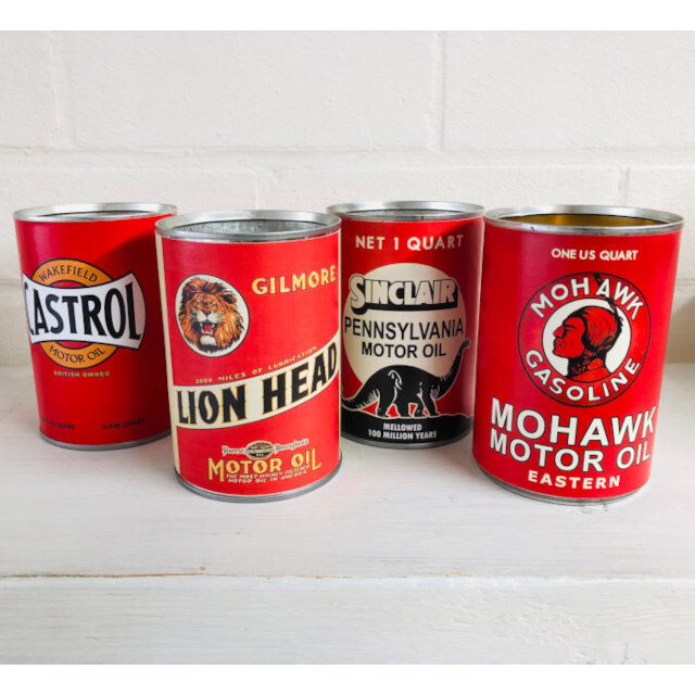 Set 4 replica oil cans