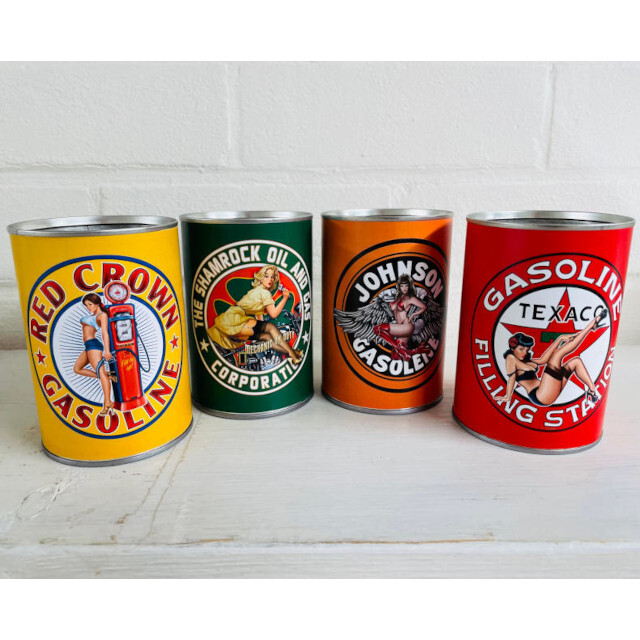 Set 4 replica oil cans