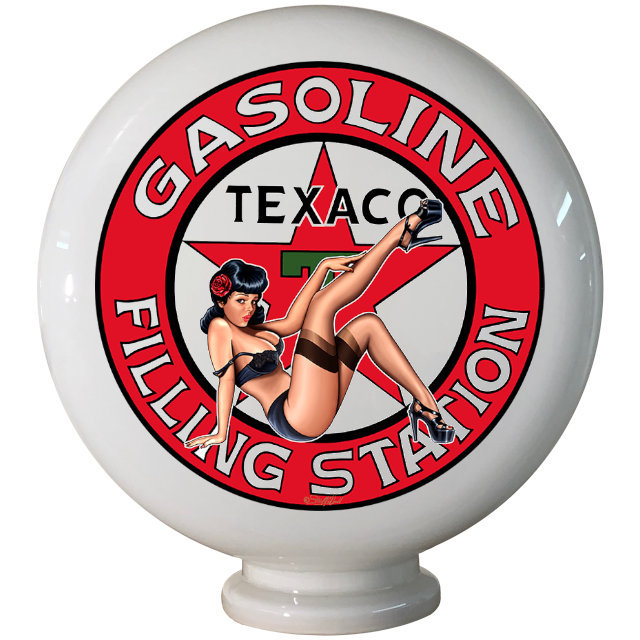 Texaco Filling Station Girl Gas Pump Globe