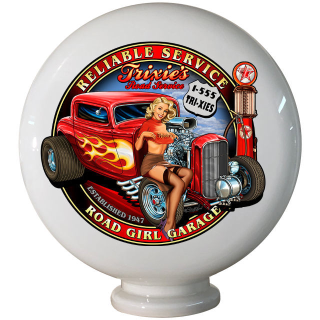 Trixies Road Service Gas Pump Globe